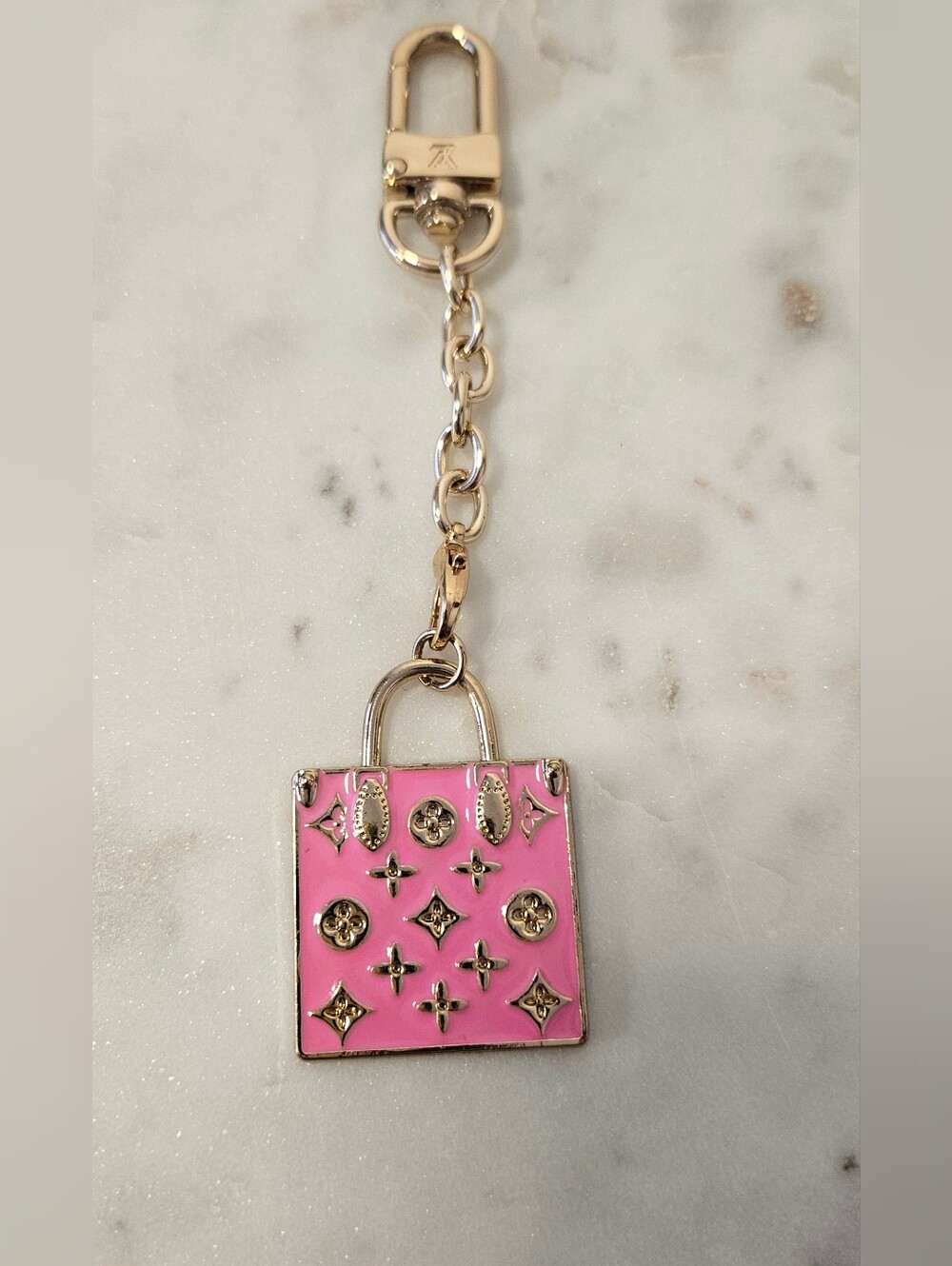 Designer Inspired Fashion Pink Enamel Bag Charm/ Keychain